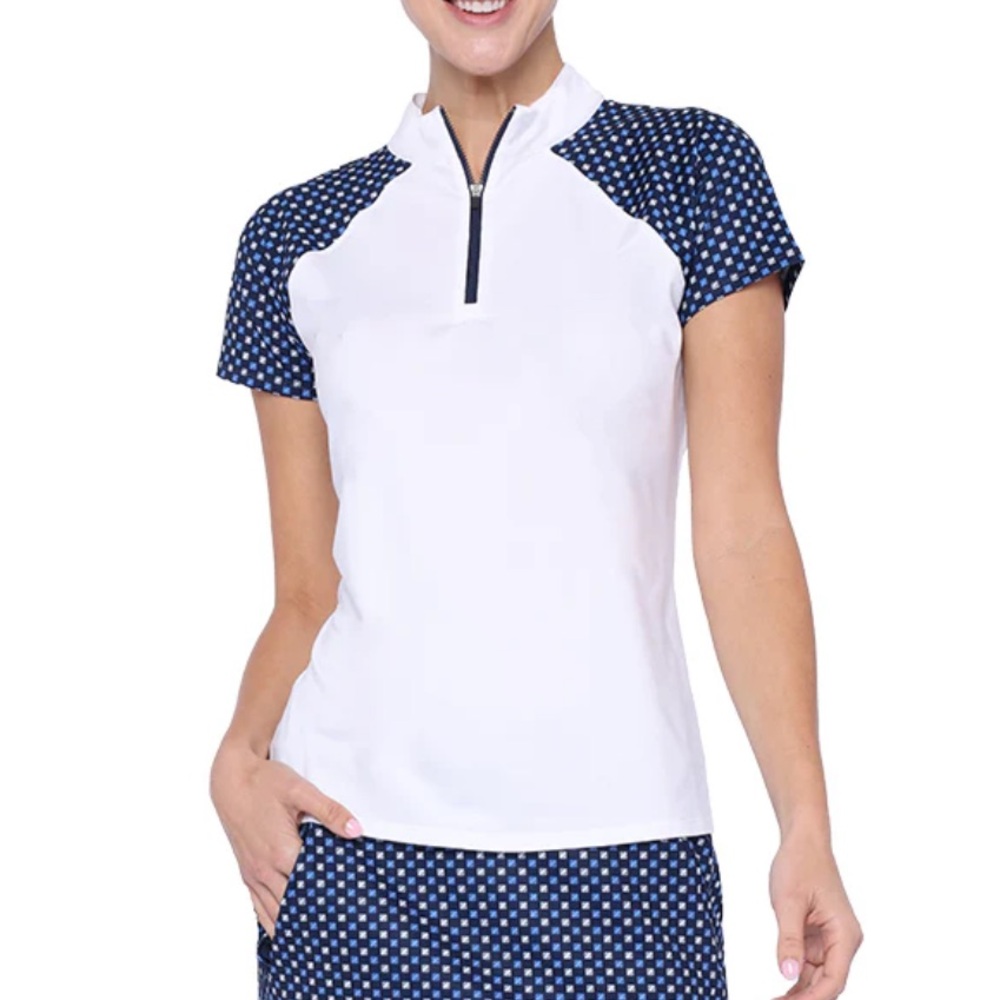 NWT Belyn Key Raglan Short Sleeve Golf Polo White Small Activewear Tennis Sport‎